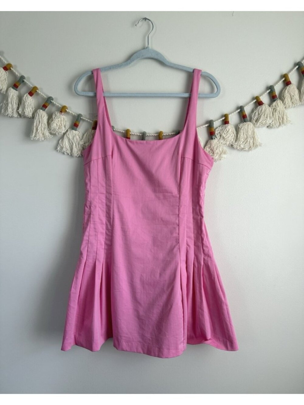 Zara Box Pleat Sleeveless Square Neck Mini Dress Coquette Feminine Sporty XL
